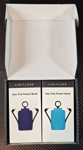 Lim-kfpb2pk-1510 Limitless 2-pack Key Fob Power Bank Portable Charger 2000mah Navy And Turquoise