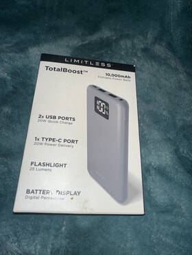 Lim-tbst-m001 Limitless Total Boost 10000mah Portable Power Bank W Digital Display Black