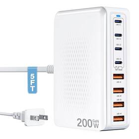 200w Linboll 770471680536 Usb C Charger Block Charging Station-200w Fast Gan 8-port Multiple