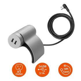 Link2home 445016771781 1-outlet And 2-usb Ports 3.4 Amp Sofa Socket With 10 Ft. Cord Grounded Flat