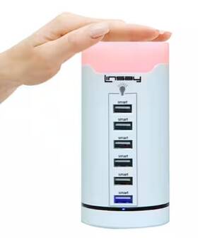 Sl6u Linsay Smart 6 Usb Charger 15 Amp Charging Station Led Touch Multi Color Lamp De