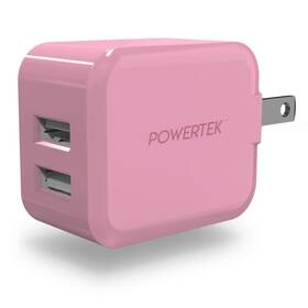 Emt-gw240u Liquipel Powertek Dual Usb-a Wall Charger Beveled Edges Foldable Pink
