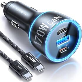 2e7112 Lisen 170w Fast Car Charger For Galaxy S25 Ultra Gan Chip Pd3.1