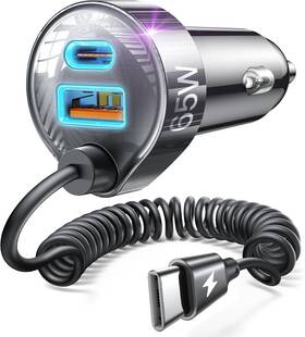 2e7121 Lisen New 65w Super Fast Car Charger Usb Type-c 12v Dual Port For Iphone Samsung