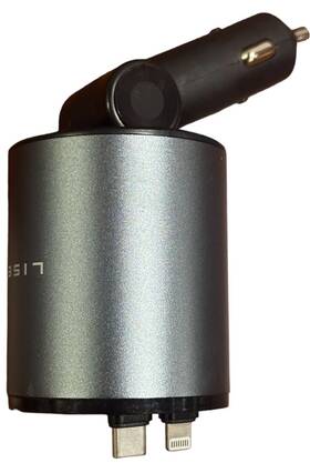 2e7130 Lisen 4 In 1 Retractable Iphone Car Charger All Metal 69w Fast Charge