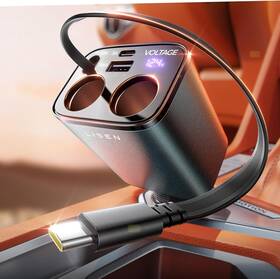 2e7141 Lisen Car Cigarette Lighter Splitter Metal 90w Dual Dark Grey