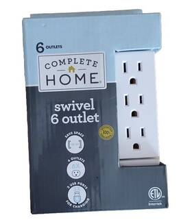 891671 Living Solutions Swivel Outlet 6 Outlets 2 Usb Ports For Charging