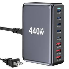 Ymx-440w Lmsep 440w Fast Usb C Gan Charger Block 8 Port Charging Station Hub Brick Dual Pd P