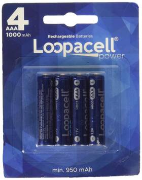 An-1wes-civ5 Loopacell Aaa Ni-mh 1000mah Rechargeable Battery Pack Of 4