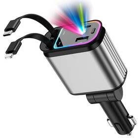 Luienao 785034186592 Fast Car Charger With Starlight 4 In 1 Retractable 69w Usb C Adap