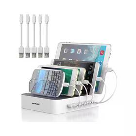 Lukyamzn 744759866257 5 Usb Ports Fast Charging Docking Station Organizer In White With Power Switch F