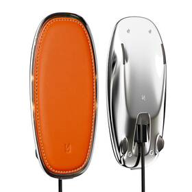 Lapv-c-mk1-ld-pl-c Lunar Artefacts Wireless Charger Dawn Orange Leather Chrome Magnetic