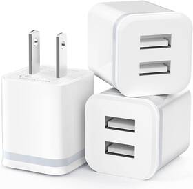 Xt5549 Luoatip Usb Wall Charger 3-pack 2.1a 5v Dual Port Cube Power Adapter