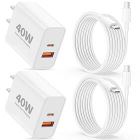 Luosike Lk-2 Wall 2 6ft Fast Charging 40w Dual Port Usb C Charger With Cable For Iphone
