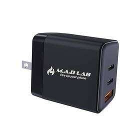 Mlgc-65w2c1ablk M.a.d Lab 65w Gan Fast Charger 3-port Usb C Block Compact Travel