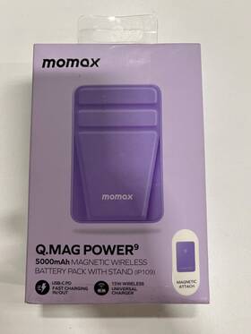 M Max 894222068407 Momax Q.mag Power 5000mah Magnetic Wireless Battery Pack With Stand -purple