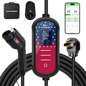 Qjhh4700527 Macarlon Level 2 Ev Charger 32a 240v 7.68kw Nema 14-50 Plug Electric Vehicle Black