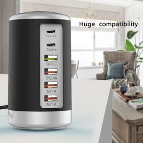 S006-073-us Madhornets 65w Usb Charging Station Qc3.0 6port Type-c Pd Rapid Charger Adapter Us Plug