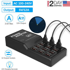 Aq5b Madison Multi 12 Port Usb Charging Station Hub Desktop Wall Cell Phone Charger