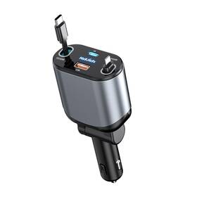 Cc-02a Magjieyx 4 In 1 Retractable Car Charger Usb C Fast Type Apple Cord Silver