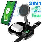 Magnetic Wireless Fast Charger Station 3 In1 Stand For Iphone 12 Iwatch Air Pods