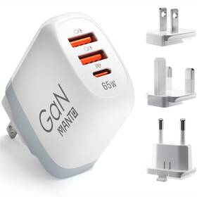 Gan65w-1p2q-3g-3511 Manto 65w Fast Charger 3-port Pd Qc 3.0 With Us Uk Eu Plugs For Macbook Iphone