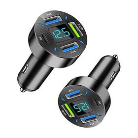 Bk362 Manufacturershenzhen Baixas Technology Co. Ltd 2pcs 4 Ports Usb Car Charger Adapter With Voltmeter Type C Port 2pcs-black