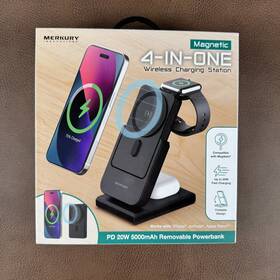 Merkury Innovations 702679924464 4-in-1 Magnetic Wireless Charging Station Magsafe Compatible