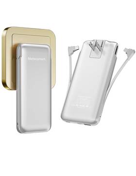 Metecsmart 768399169455 Portable Charger Power Bank With Built In Cable And Ac Wall Plug 10000mah Fas