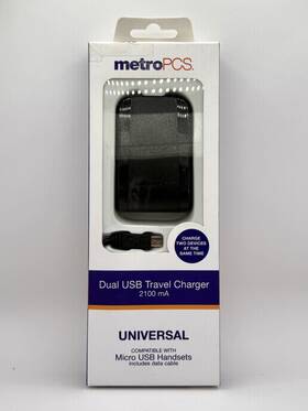2100 Metropcs 846537024979 Metro Pcs Dual Usb Travel Charger Ma/ Includes Data Cable