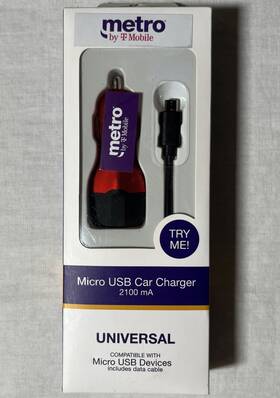 Metropcs 846537035883 Metro T-mobile Universal Micro Usb Car Charger 2.1a 4 Ft Cable Free Shipping