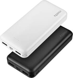 As-tpb22 Miady Portable Charger 2-pack 20000mah Battery Pack Pd 22.5w Usb White Black