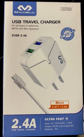 Vq-t02 Miccell 2.4a Usb Travel Charger - White