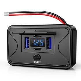 Mic-00-0015 Mictuning 4-port 12v/24v Usb Charger Pd And Qc3.0 Fast Charge For Rv Truck With Volt Display