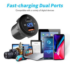 Mic-cc-255 Mictuning Dual Pd Type-c Usb Qc 3.0 Fast Car Charger Power Outlet Socket Adapter 12v 24v