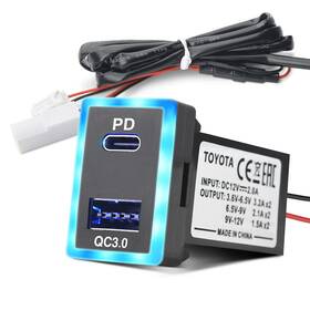 Mic-cc-552 Mictuning Usb-c Car Charger Qc3.0 2xusb Fast Charge Type-c For Toyota Iphone Ipad Gps 1.3 Inch