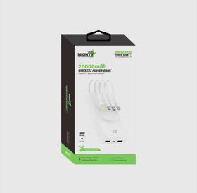 Mighty Wireless 073553001831 20 000mah Power Bank With Built-in 4 Cables White