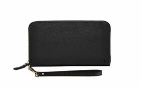 Mightypurse 492019346758 Mighty Purse Wristlet Built-in Phone Charger 4000 Mah Black Leather Wallet Nwt