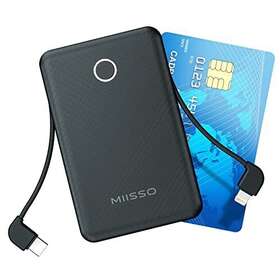 Miisso 699956887911 6000mah Ultra Slim Built In Cables Power Bank Card Size Usb C Cords