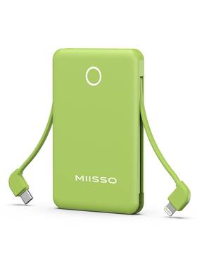Miisso 768399167765 6000mah Ultra Slim Built In Cables Power Bank Card Size Usb C Cords