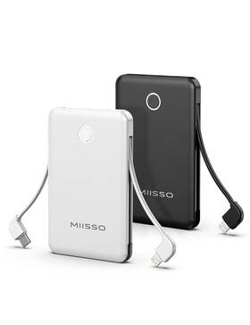 Miisso 768399167970 2-pack 6000mah Ultra Slim Built In Cables Power Bank Card Size Usb