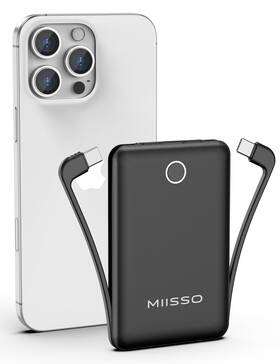 Miisso 768399168014 10000mah Compatible With Type C For Iphone 15/16/17 And Android- Black