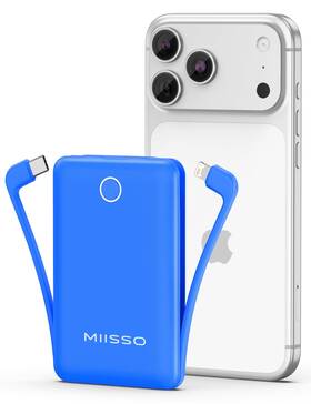 Miisso 768399334594 10000mah Mini Portable Charger With Built In Cable Pocket Size Power Bank Tr