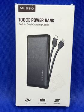 A-10k94 Miisso 10000mah Battery Charger Power Bank Built In Charging Cables Brown