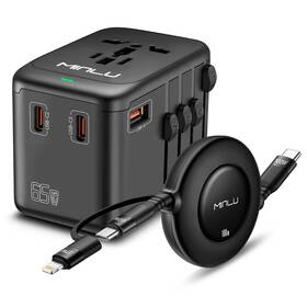 100w Minlu 723021182462 Universal Travel Multi Adapter Pd 65w Worldwide Charger With 3-i
