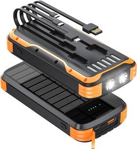 L24s Minrise Solar-power-bank-charger 40000mah Portable Phone Charger Built Black-orange