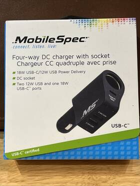 Mobilespec 092533039275 Mobile Spec Four-way Dc Car Charger For Cell Phone Laptop Tablets Etc