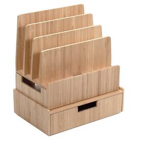1875ab Mobilevision Charging Station Stand Combo With Bamboo Drawer Extra Storage For Smartphone