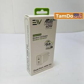 Mobily Accessories 830221912789 Ev Electro Power 40w Pd Gan Dual Usb-c Wall Charger Fast Charge