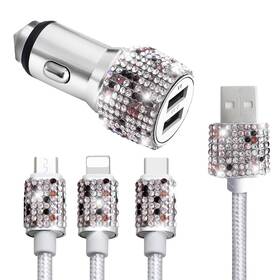 Moioee Moioee-charge14 Dual Usb Car Charger With 3-in-1 Fast Charging Cable For Iphone And Android